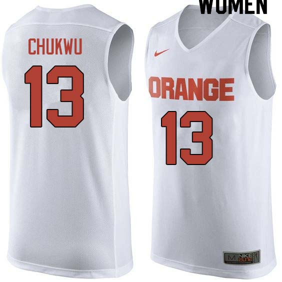 Women #13 Paschal Chukwu Syracuse White College Basketball Jerseys Sale-White